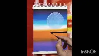 🌅 Magical Sunset Cliff Scenery with Moon & Tree I Oil Pastel Drawing Tutorial ✨✨