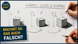Schatten zeichnen lernen &ndash; Licht & Schatten am W&uuml;rfel mit Bleistift einfach erkl&auml;rt