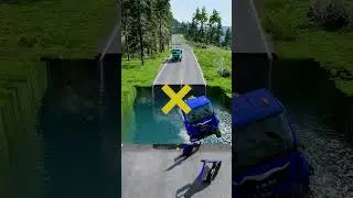 Tanker trucks vs massive water pit #87 | Peak | #monstertruck #carsvsmassivespeedbumpsbeamngdrive