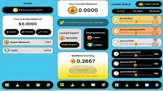 Super network | New Crypto Mining App | Stake To Earn Super Tokens