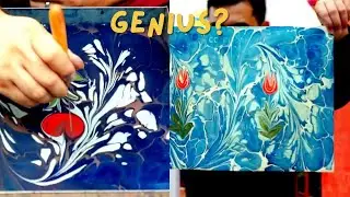 Traditional Chinese craft of water marbling, How to paint on Water for Paper Marbling and Ebru Art