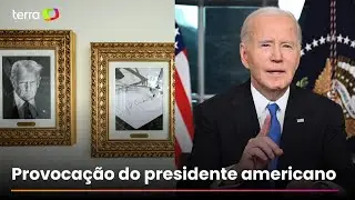 Trump troca foto de Biden por quadro com caneta autom&aacute;tica na Casa Branca