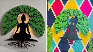 Buddha wall hanging using cardboard | DIY Buddha craft using waste cardboard | Home decor and gift