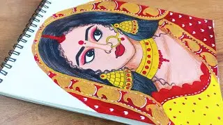 How to draw a girl with saree|Girl drawing easy|Traditional girl drawing|Water colour painting||