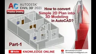 How to convert Simple 2D Plan into 3D Modeling in AutoCAD. Tutorials for Beginners in Urdu/Hindi.