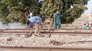 Engineering staff hard working on the railway track #youtube #video 