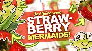 MERMAIDS WITH MARKERS! | Filling a Spread in my Sketchbook | Strawberries!