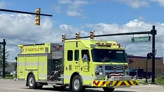 Kochville Township MI FD E-11 & T-9 Responding (CAMPER FIRE)