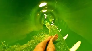 Green TURBO Water Slide (Super Fast!) at V&aacute;rkertf&uuml;rdő P&aacute;pa