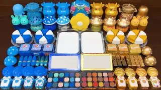 GOLD vs BLUE! Mixing Random into GLOSSY Slime ! Satisfying Slime Video #1090