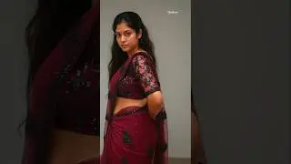 How to style like Yazhini ❤️🥻 |   Wine Red Net Saree with embroidered and sequin black Blouse