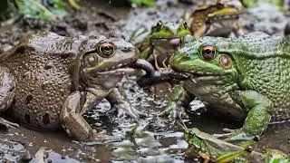 Bullfrog vs Pacman Frog Feeding Chaos | Instant Tongue Attack