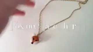Fox necklace charm//polymer clay