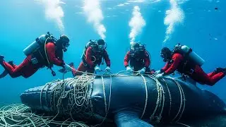 Rescue Team Frees Whale From Wreck, Barnacles Cover Its Entire Body 🐳