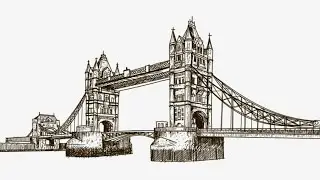 How to draw London Bridge step by step