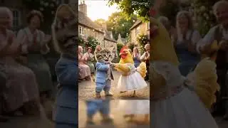 AI Cat & Chicken Dance Party 🐱🐔💃 | Cute Blue Coat Cat & Pink Dress Chicken | Viral Short #shorts #ai