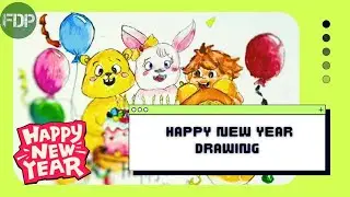 Happy New Year Fun for Kids Cute Animal Friends Party with Cake Balloons happy New Year