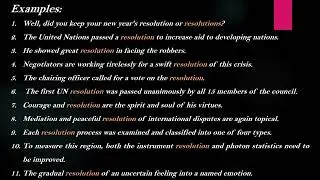 Resolution Meaning and Example Sentences
