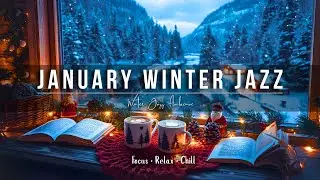 Unwind with Smooth Winter Jazz Music & Snowfall ⛄ Jazz Relaxing Music at Cozy Coffee Shop Ambience