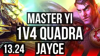 MASTER YI vs JAYCE (TOP) | 1v4 Quadra, 17 solo kills, 600+ games | KR Master | 13.24