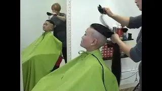 Shaving My Long Hair into a Bowl Cut.ロングヘア&rarr;坊主刈り：大胆ヘアメイク動画#bald #haircut #headshave