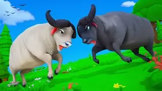 Epic Showdown! White Buffalo vs Black Buffalo - Who Will Win? | Funny Animal Fights 2024