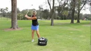 #16 The Lady Golf Teacher Web TV: How to Use the Impact Bag to Improve Golf Swing
