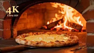 🔥Pizza al Forno a Legna con Fuoco scoppiettante.🔥Fireplace RELAX 4K