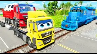 Flatbed Truck McQueen-Truck Transport-Car vs Truck #40 -Beamng.drive
