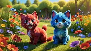 Four Rainbow Kittens Catch Butterflies | Colorful Counting Song for Kids | Nursery  and Fun Learning