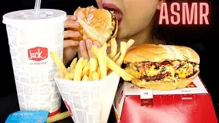 Jack in the Box NEW TRIPLE BACON CHEESY JACK BURGER Asmr Eating Sound  @HungryCakes