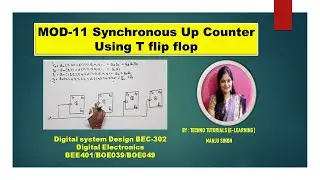 MOD-11 Synchronous UP counter using T flip flop | Mod 11 synchronous counter