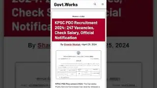 KPSC PDO Recruitment 2024 #shortvideo #youtubeshorts #shorts
