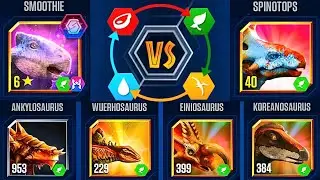 SMOOTHIE 6 STAR AND SPINOTOPS LEVEL 40 BATTLE VIP | JURASSIC WORLD THE GAME