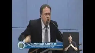 Vereador Professor Alberto (PR) discursa sobre a legalidade do Plano Municipal de Educa&ccedil;&atilde;o.