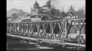 A34 Comet tank 11th Armoured Division crossing the River Weser on a Bailey Bridge, April 1945.