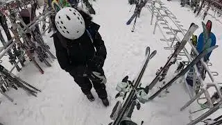 Banff Sunshine near miss catastrophe near ski racks  lol DEC 2025