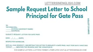 Sample Request Letter To School Principal For Gate Pass - Letter to School Management for Gate Pass