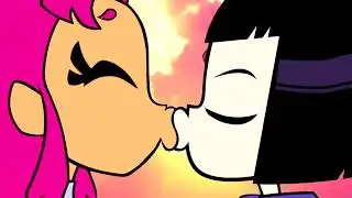 Teen Titans Go! - Starfire and Raven Kiss by dffq24er (GIF)