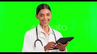 Green screen, smile and portrait of doctor using a tablet connected to the inte Video Footage Stock