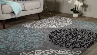 Modern Floral Flowers Area rug - 303 Gray