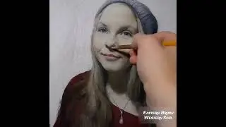 Smiling Eastern European Girl in Red Sweater &ndash; Colored Pencil Drawing Timelapse