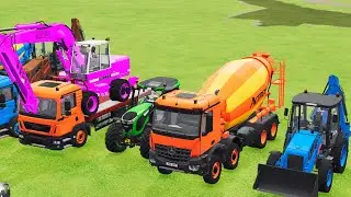 TRANSPORTING EXCAVATOR MIXER TRUCK TRACTORs Backhoe loaders Beamng.Drive Game FARMING SIMULATOR 22