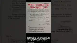 Now all non-accreditation institute students can apply icar jrf/srf #agriculture #trending #shorts