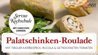 Palatschinken-Roulade mit Tiroler Karreespeck