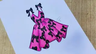 رسم فستان بنات كيوت سهل جدا للمبتدئين🎀 / رسم فساتين/ رسم أزياء/ رسم بنات / رسم سهل /  dress drawing