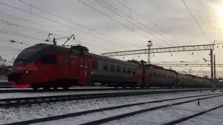 Электропоезд ЭП3Д-0086 с пригородным поездом №6365 Владивосток &mdash; Спасск-Дальний 