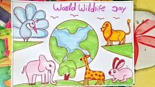 World Wildlife Day Drawing Competition |World Wildlife Day Drawing Easy|How to draw World animal day