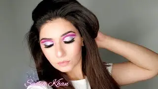 Cut Crease With Silver Glitter/ Bright Playful Eye Makeup Look