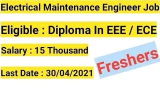 Electrical maintenance jobs || Diploma jobs